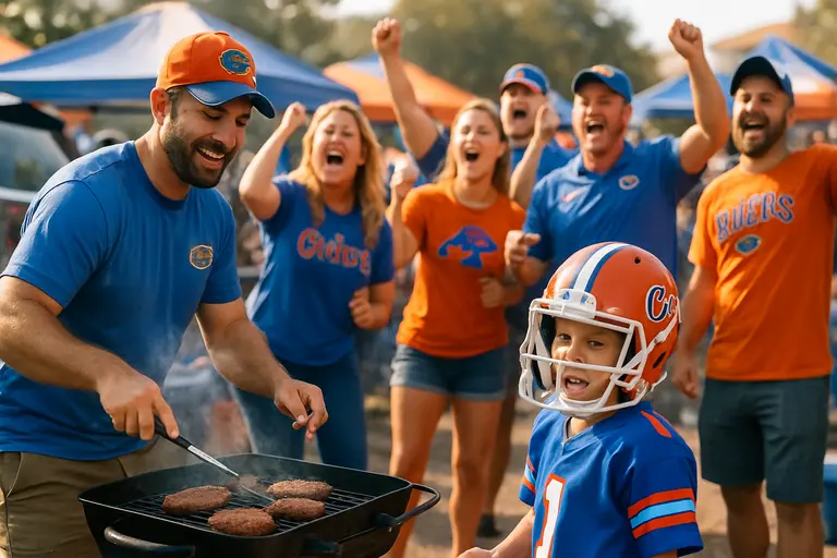 Fans entering a Gainesville football stadium before an early-season game