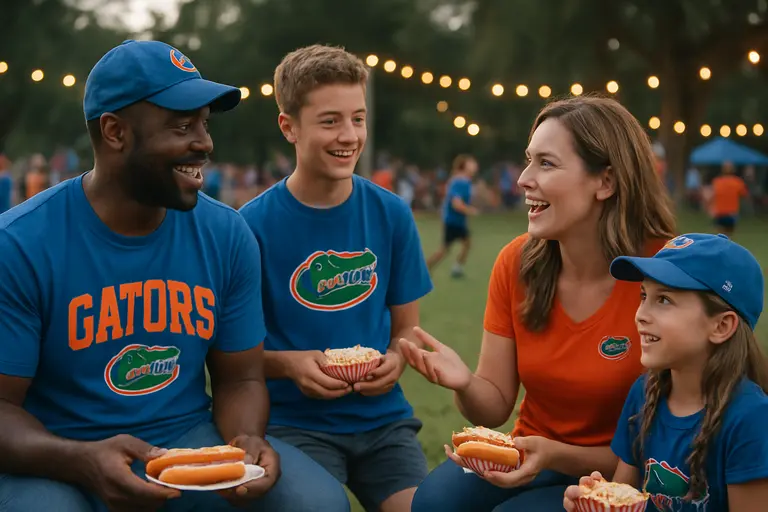 Fans outside a college football stadium before a spring practice event