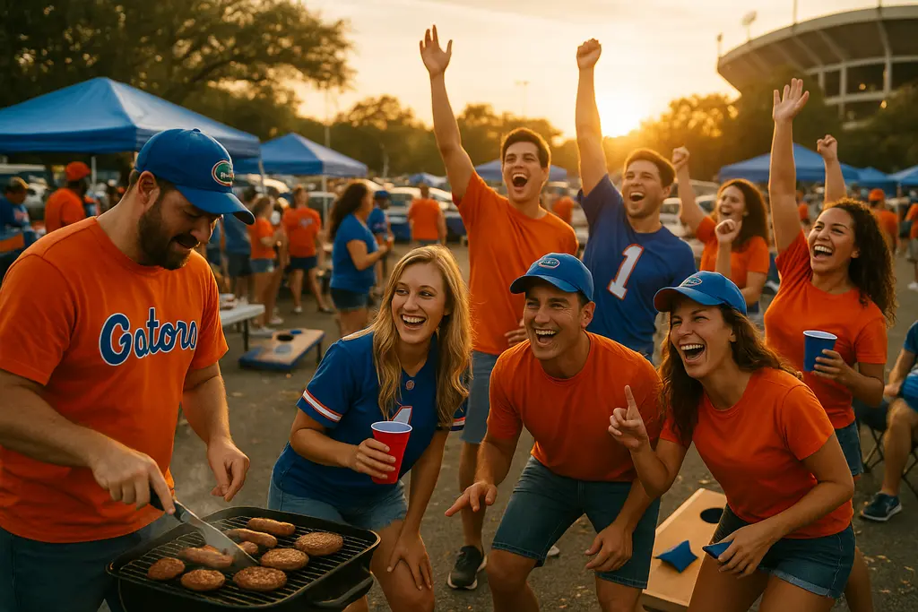 SEC preseason rankings discussion outside Ben Hill Griffin Stadium