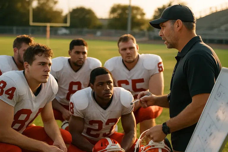 Players lining up near midfield before a late-season football game