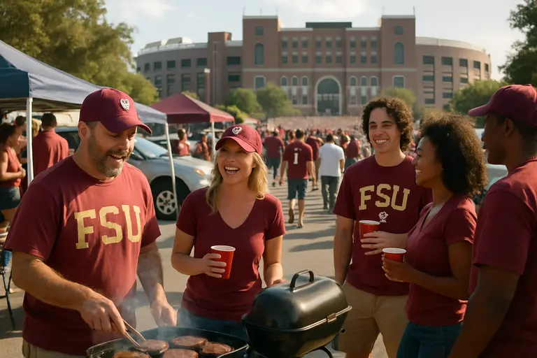 College football fans gathered outside a stadium before an ACC matchup