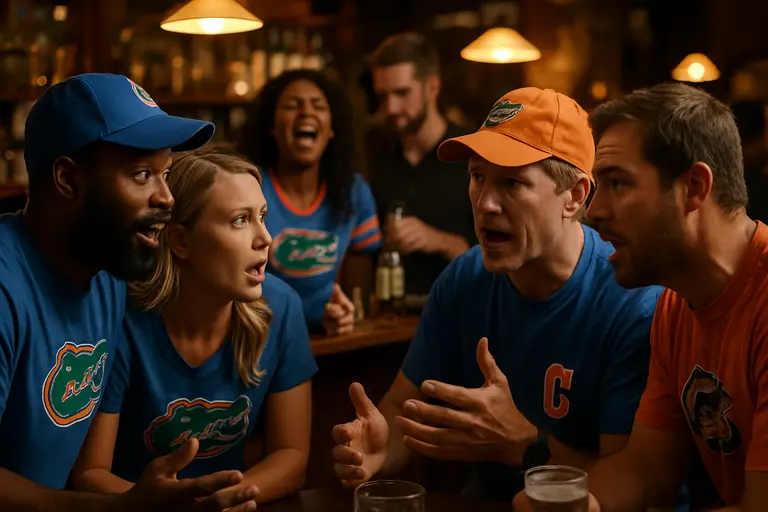 Fans in Gainesville watching a Florida football game from packed stands