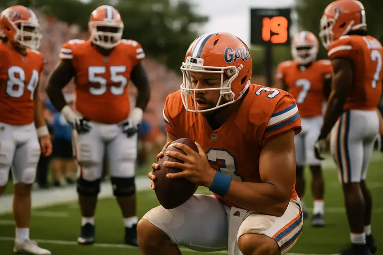 Florida players gather between possessions during a late-game defensive sequence