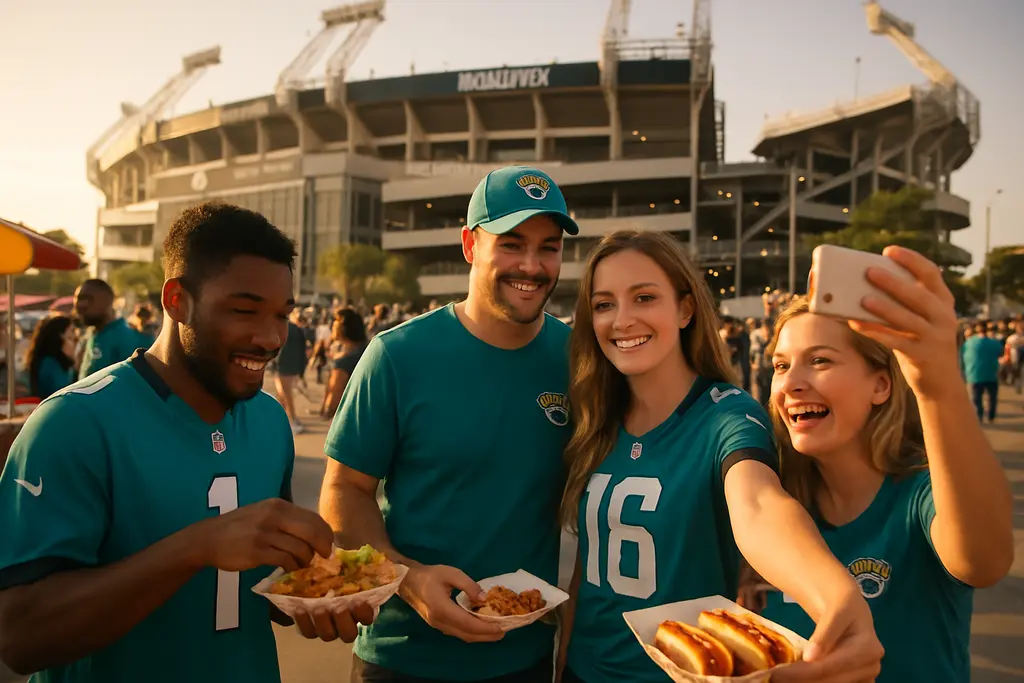 Jaguars stadium benefits shown through fans near a renovated Jacksonville football venue