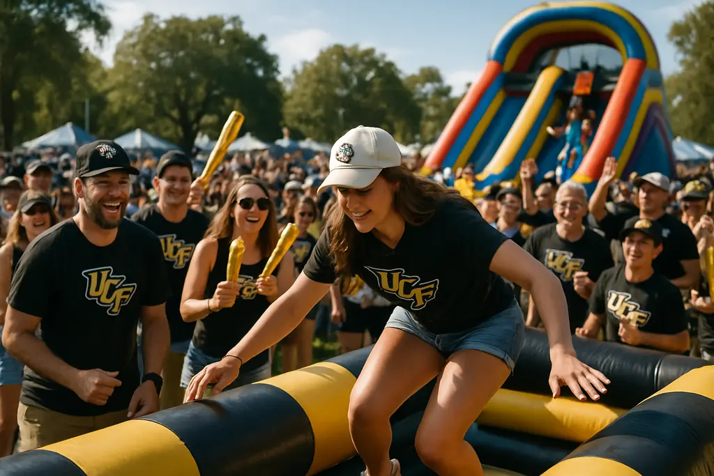 UCF Game-Day Innovations with fans gathering near the Bounce House student section